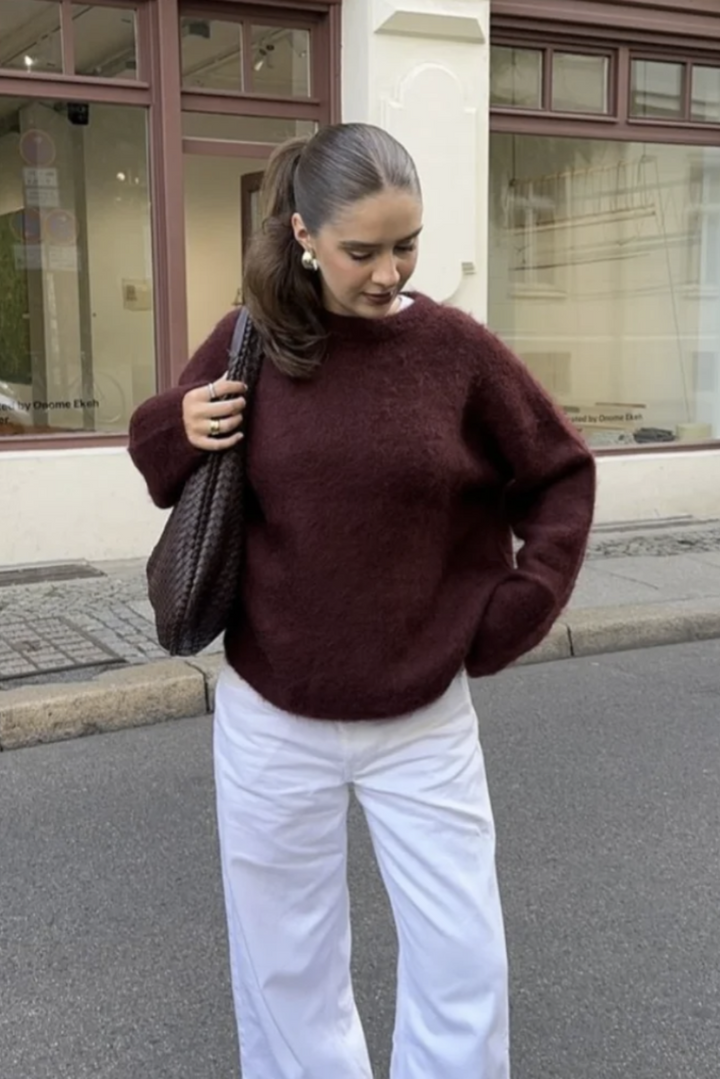 Womens Cozy Oversized Crewneck Sweater