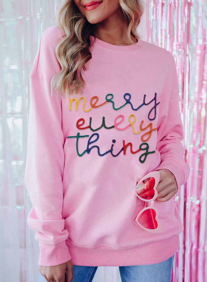 Womens Merry Every Thing Pink Sweatshirt