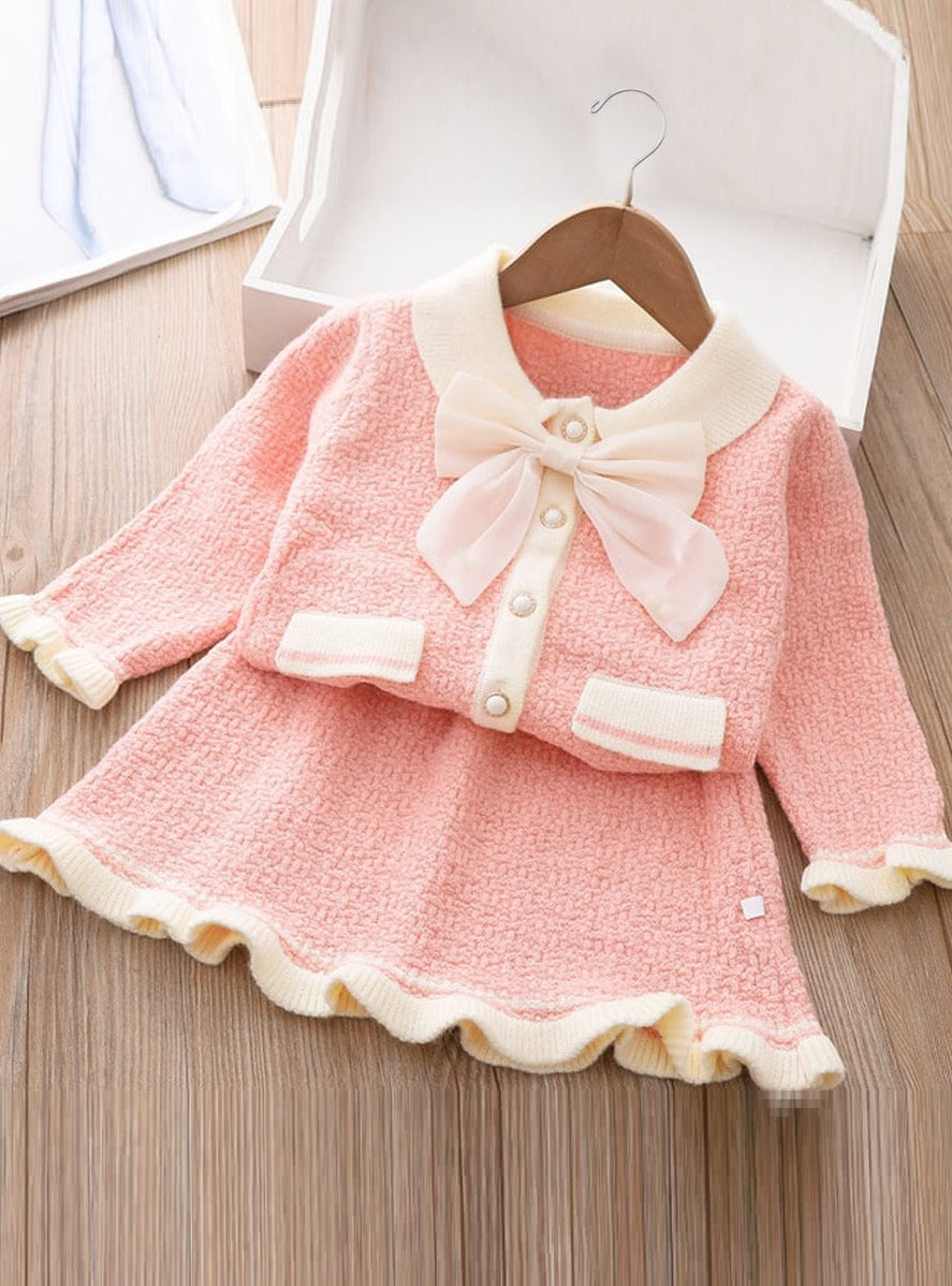 Mia Belle Girls Fall Pink Knit Sweater & Skirt Set | Toddler Outfits