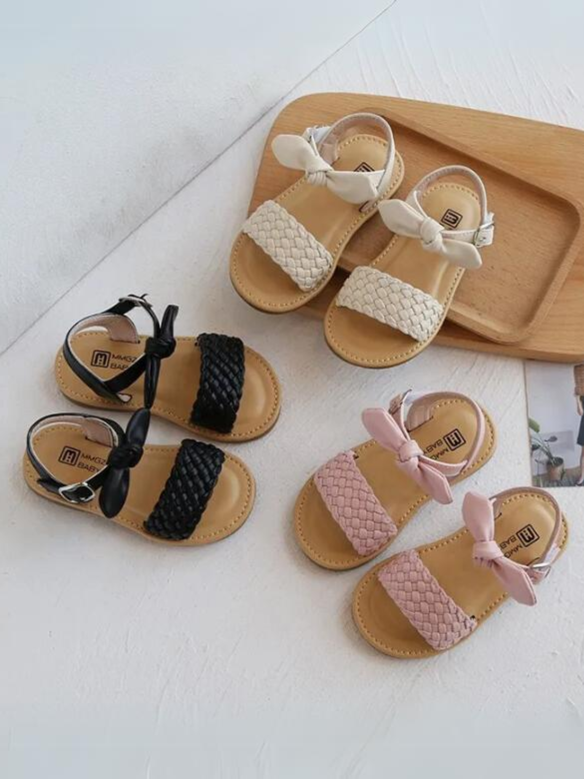 Adorable Girls' Bow-Knot Braided Sandals By Liv and Mia
