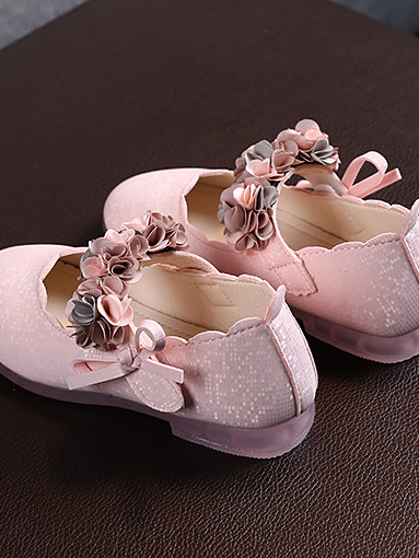 Shoes By Liv & Mia | Floral Arch Ribbon Sparkle Flats - Mia Belle Girls