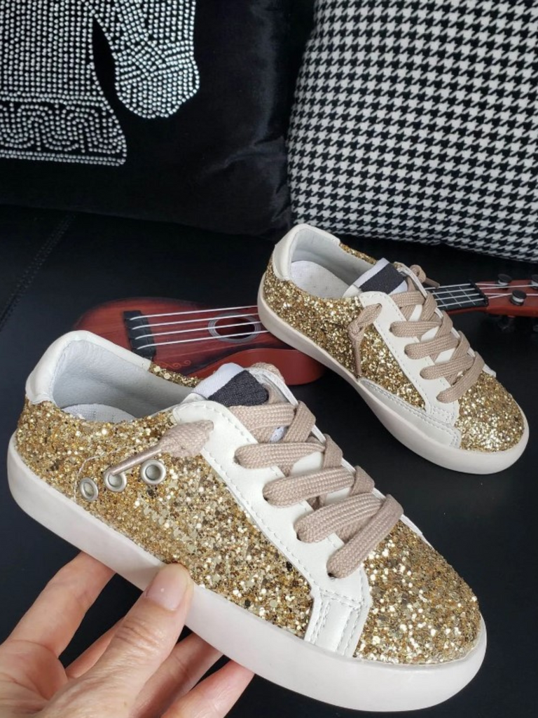 Back To School Shoes Golden Glitter Sneakers Mia Belle Girls