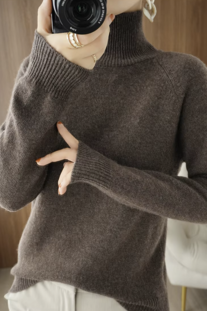 Womans Luxe Merino Wool Neck Sweater