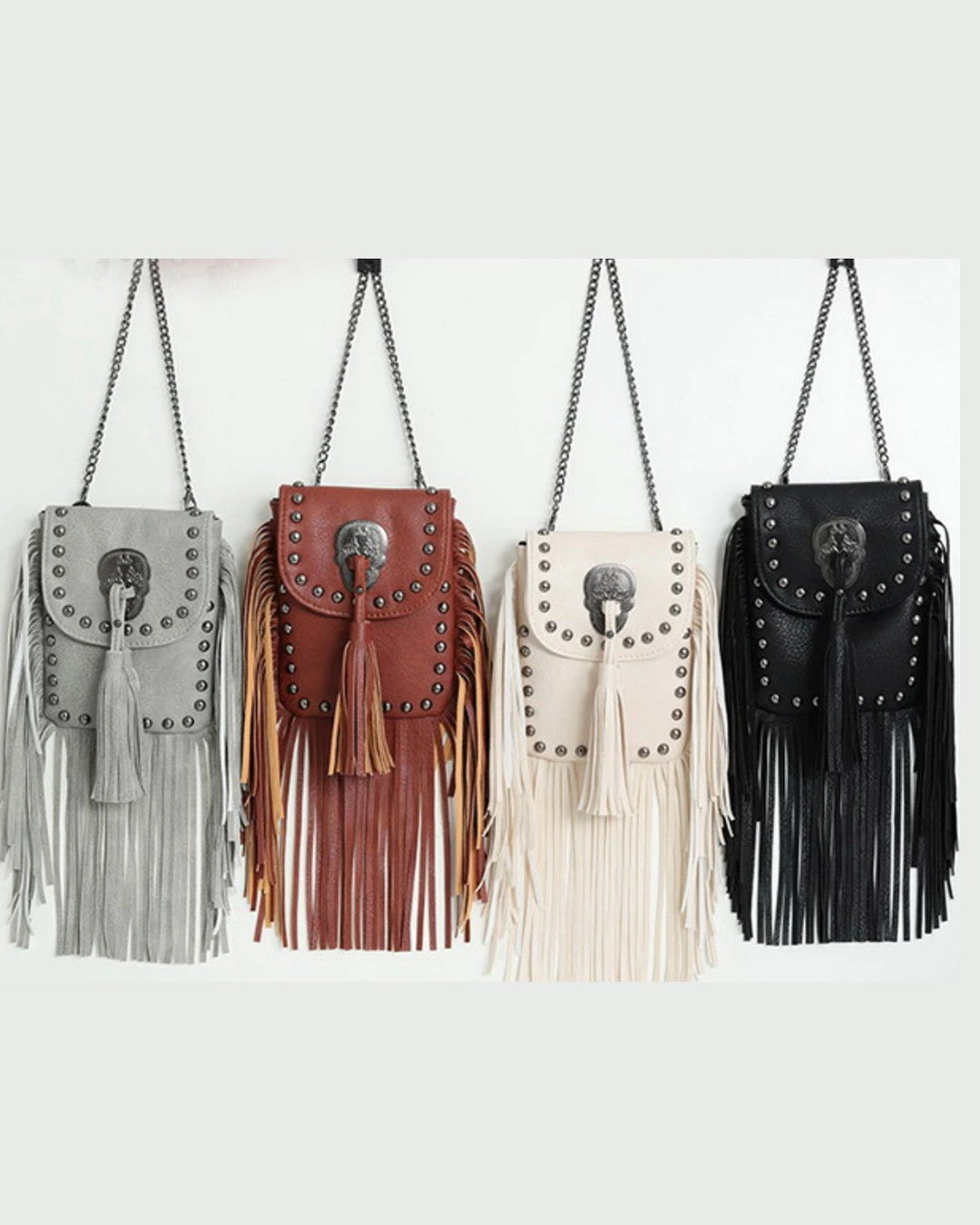 Girls Clothing Accessories | Bohemian Studded Fringe Crossbody Bag