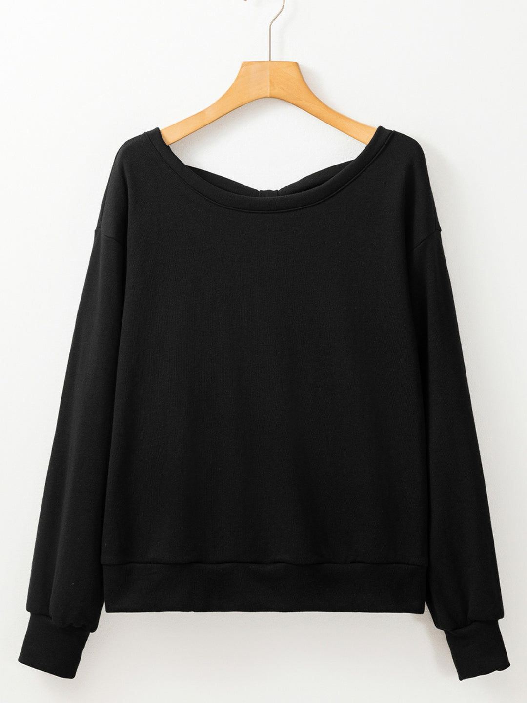 Womens Elegant Back Bowknot Round Neck Sweatshirt