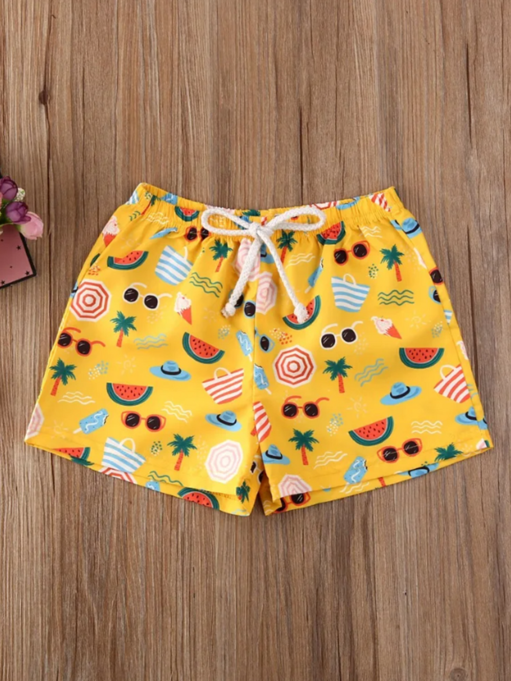 Tropical Print Boys Swim Trunk | Mia Belle Girls Swimwear