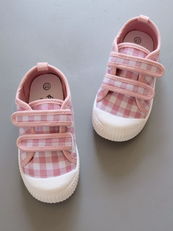 Back To School Shoes | Plaid Velcro Strap Sneakers | Mia Belle Girls