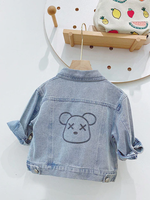 Kids Denim Clothes | Artsy Bear Jean Jacket | Mia Belle Girls