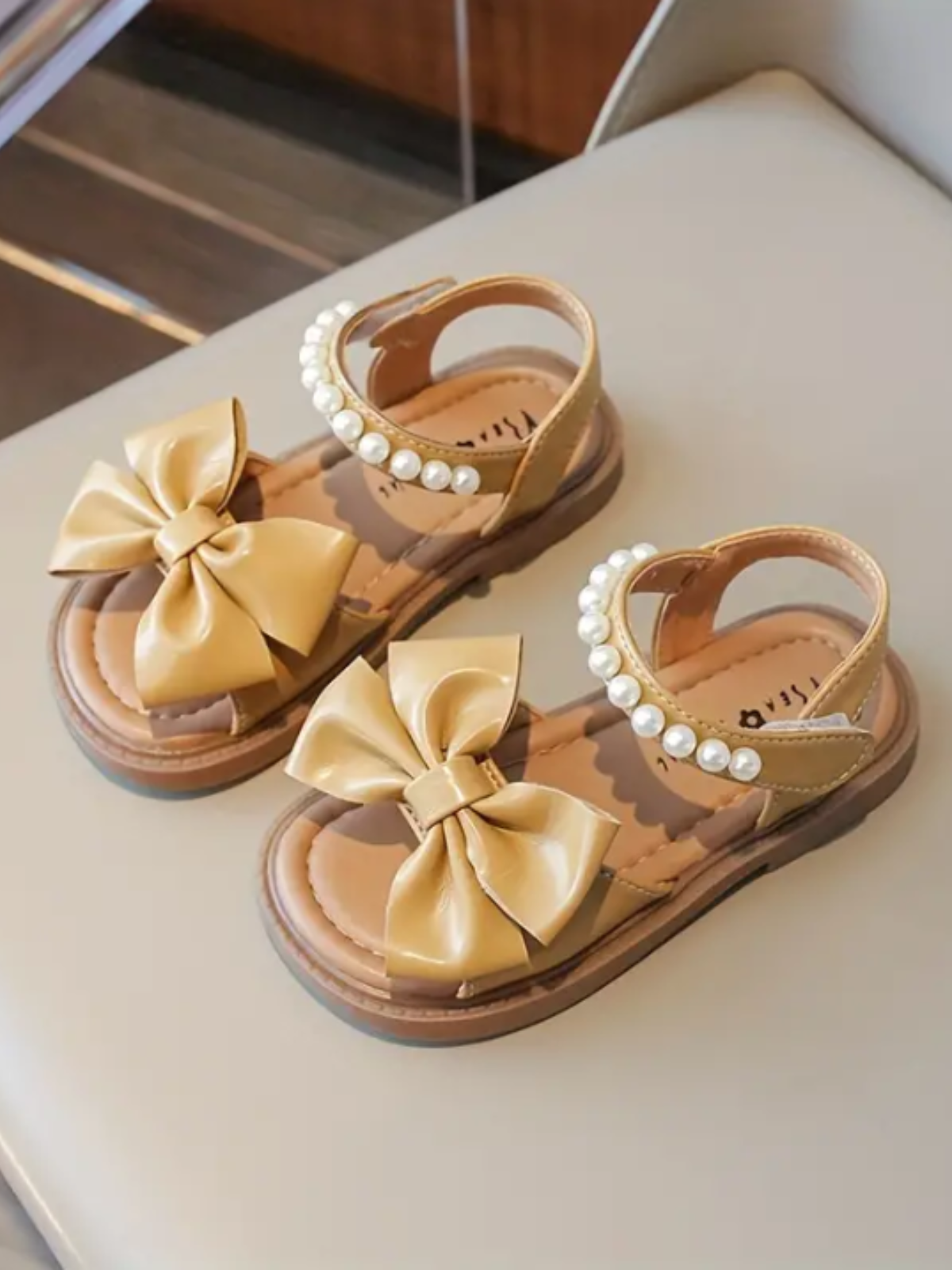Miss Elegance Pearl Bow Sandals By Liv and Mia