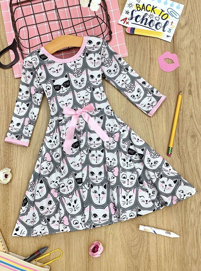 Back To School Dresses | Cute Kitten Dress | Mia Belle Girls