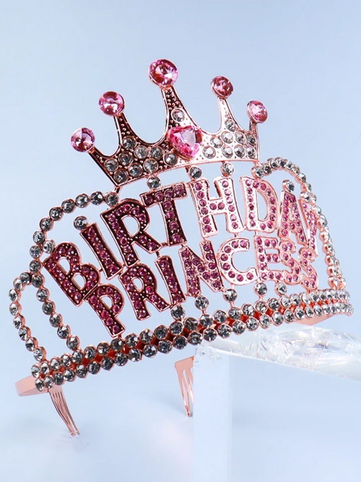 Birthday Princess Rhinestone Crystal Tiara - Sparkling Crown for Special Celebrations