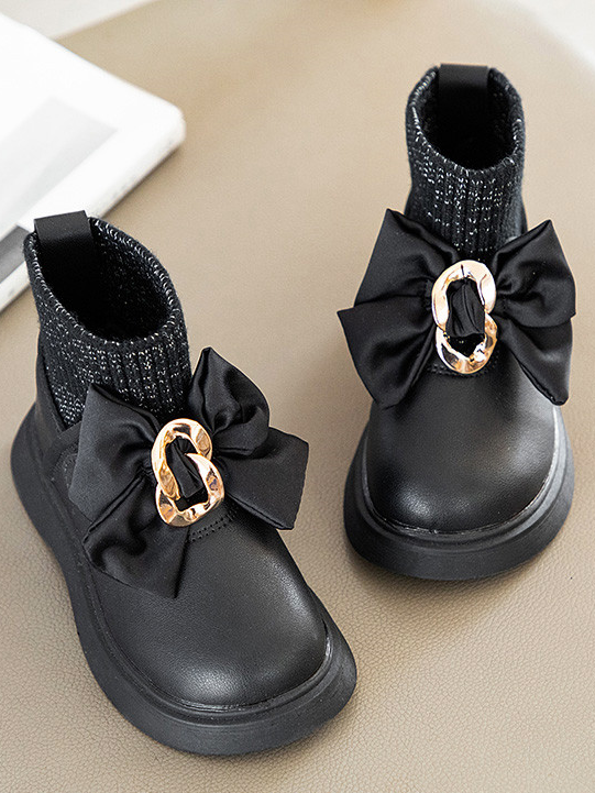 Shoes By Liv & Mia | Girls Satin Bow Sock Loafers | Boutique Shoes 