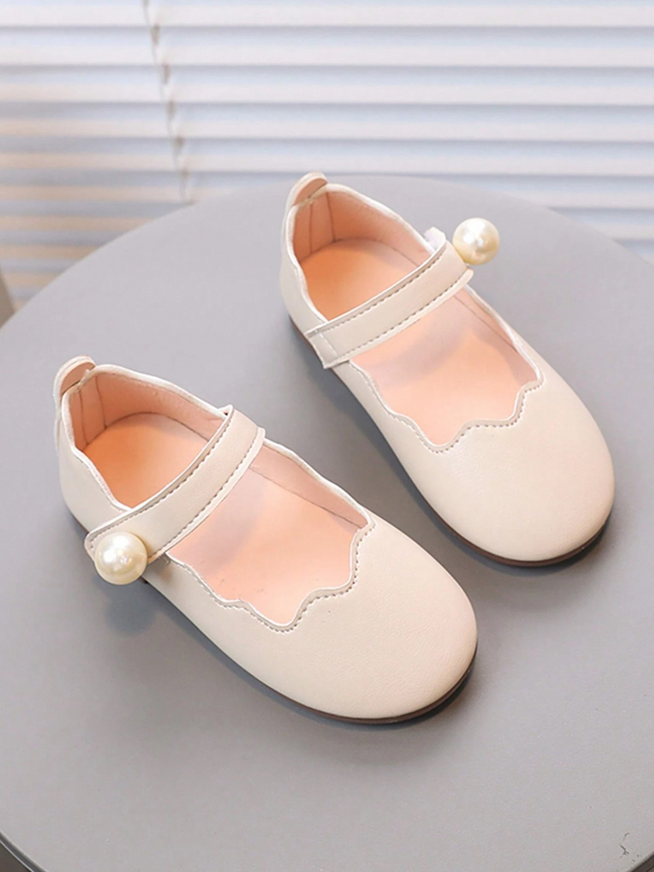 Girls Scalloped Mary Jane Flats with Pearl Detail By Liv and Mia