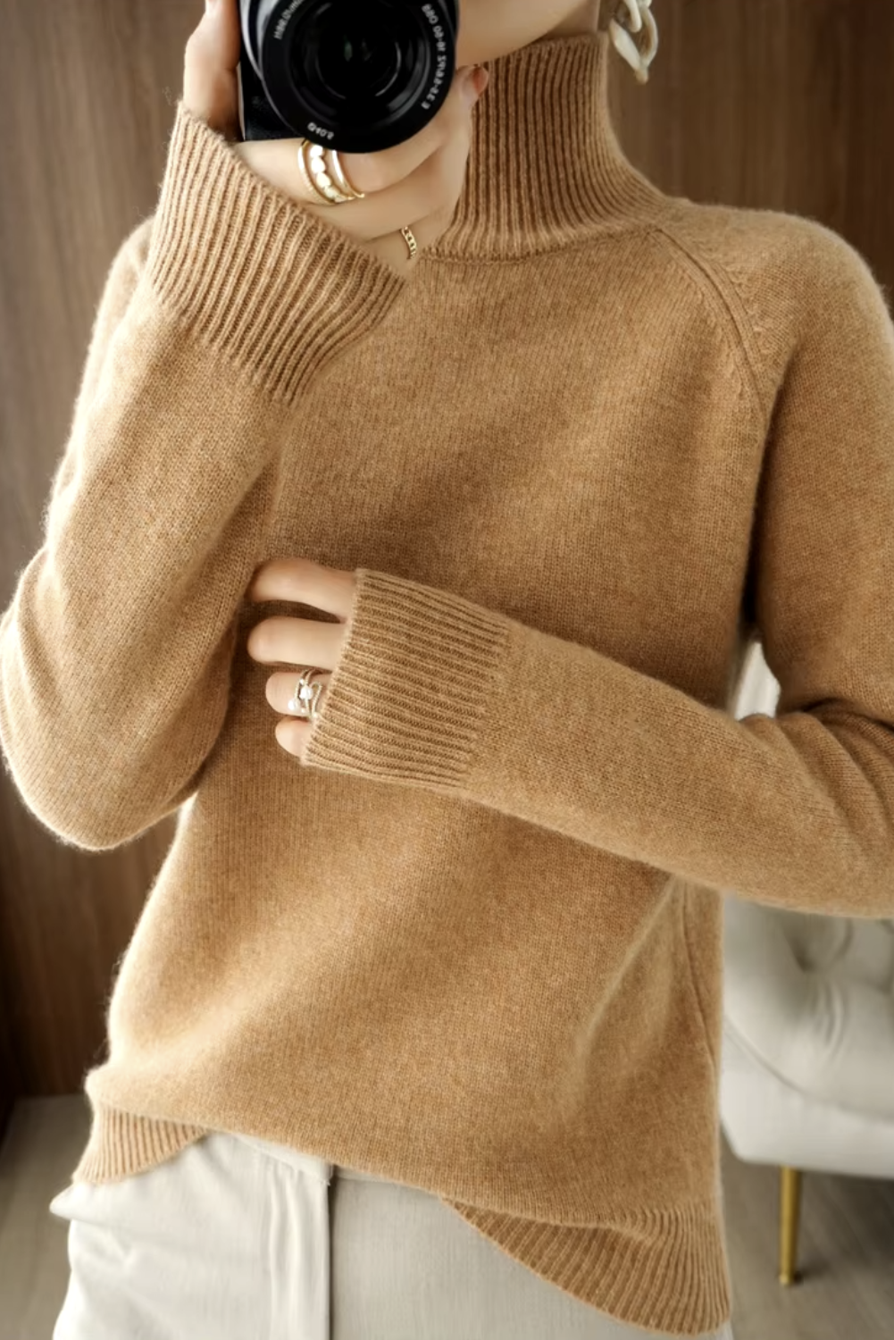 Womans Luxe Merino Wool Neck Sweater