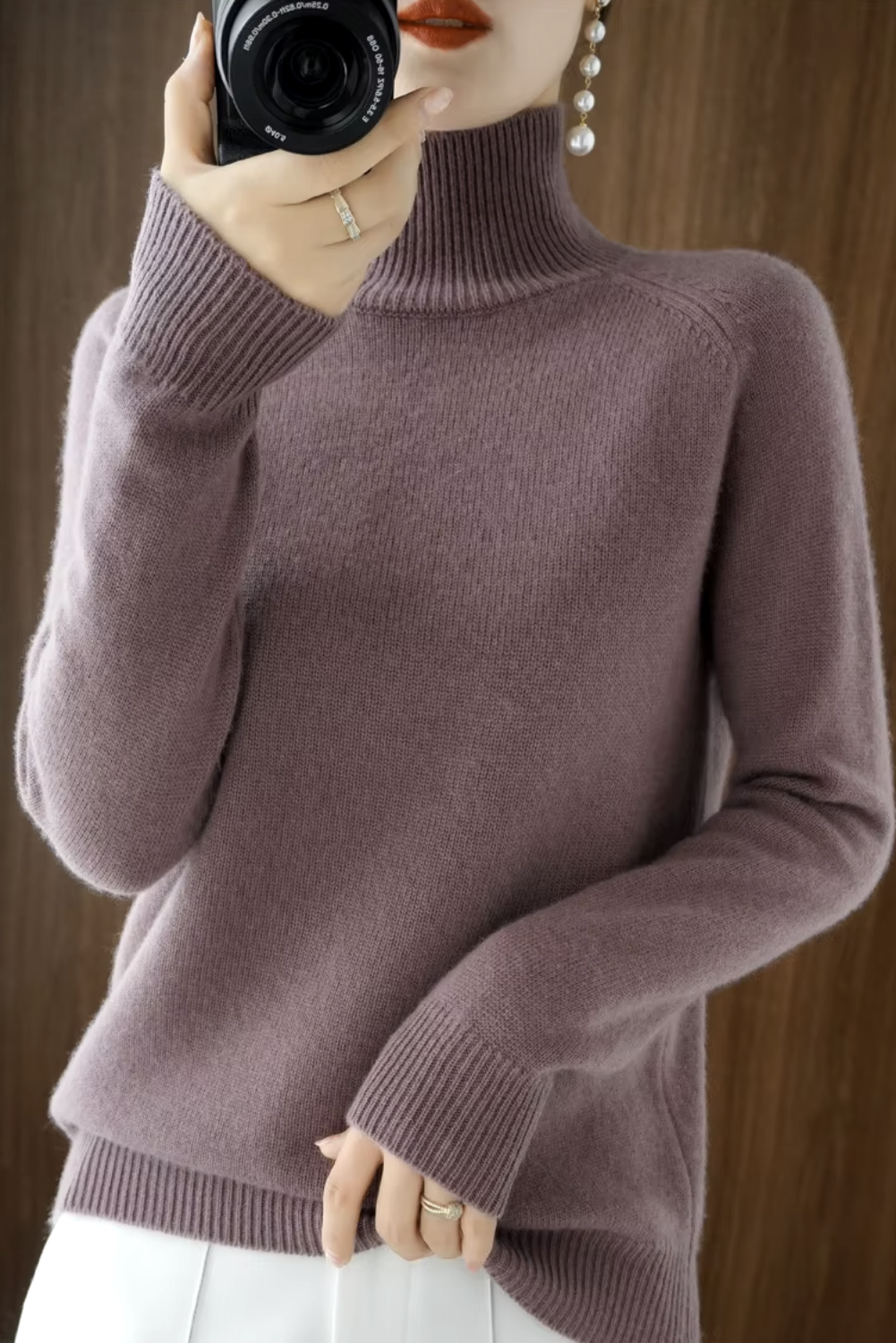 Womans Luxe Merino Wool Neck Sweater