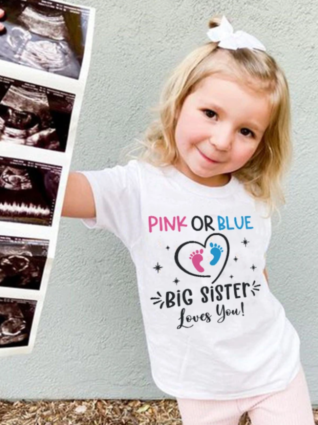 Girl's Big Sister Loves You T-Shirt – Gender Reveal Announcement