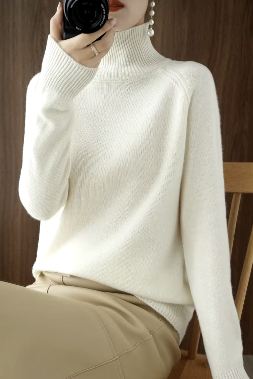 Womans Luxe Merino Wool Neck Sweater