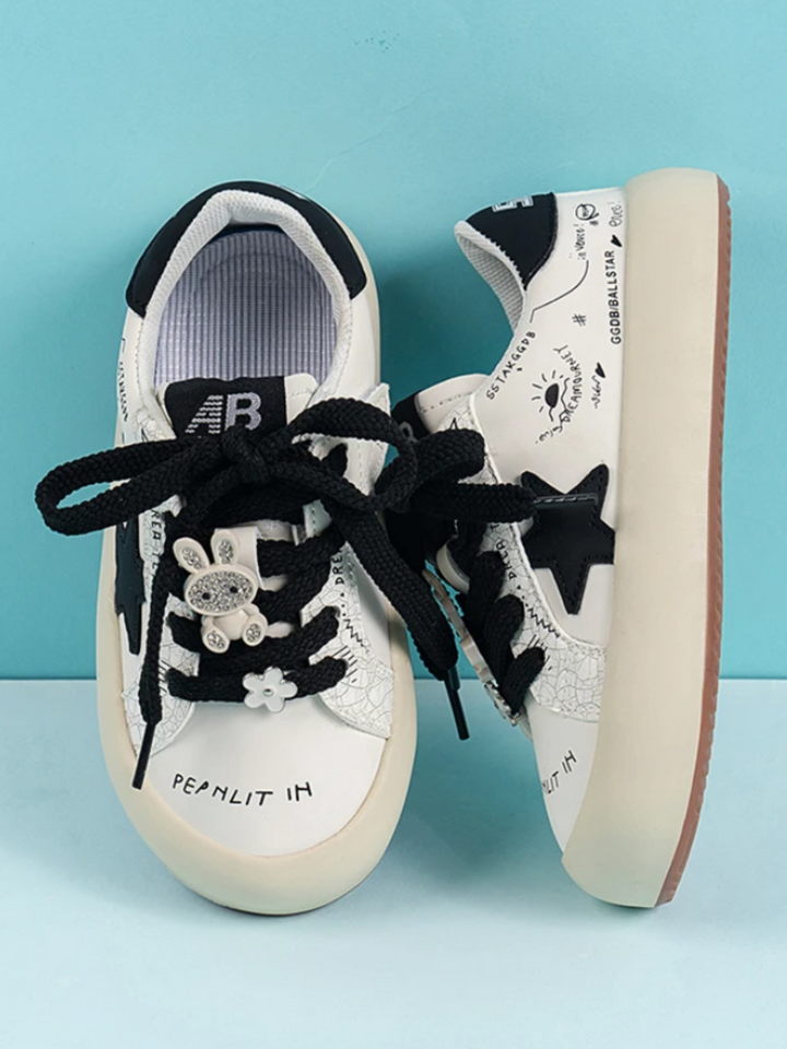 Mia Belle Girls Star Logo Print Sneakers | Shoes By Liv And Mia