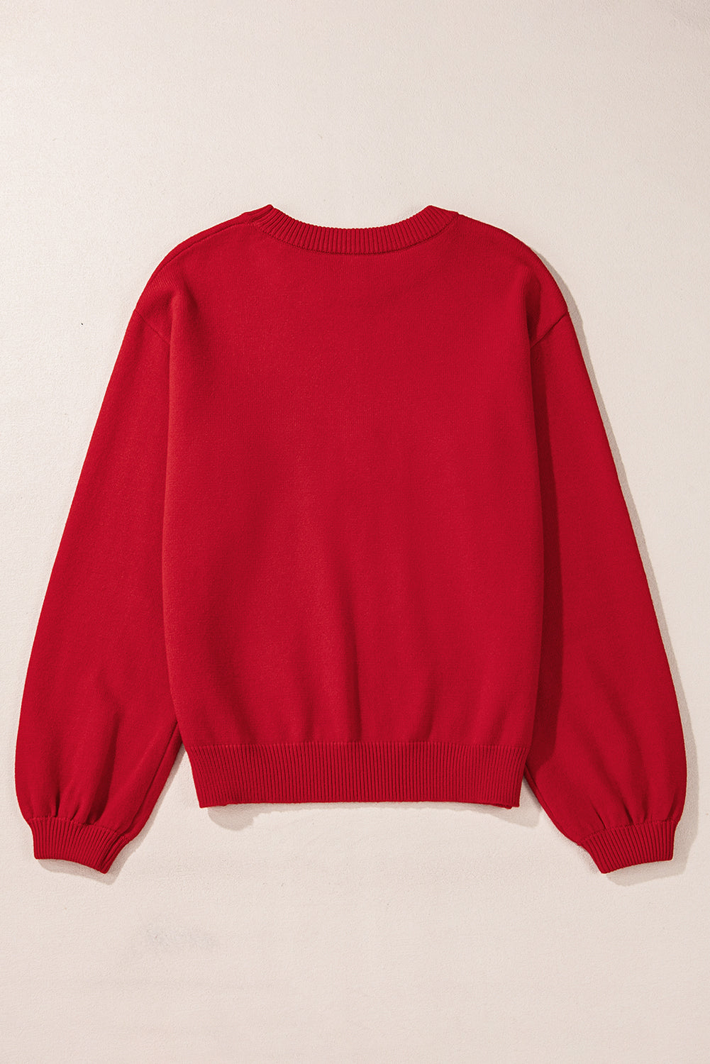 Womens Red Pearl Beaded Merry Casual Sweater