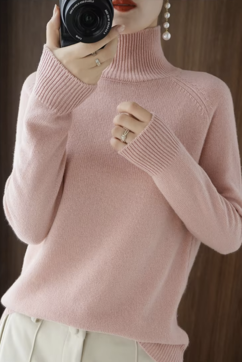 Womans Luxe Merino Wool Neck Sweater