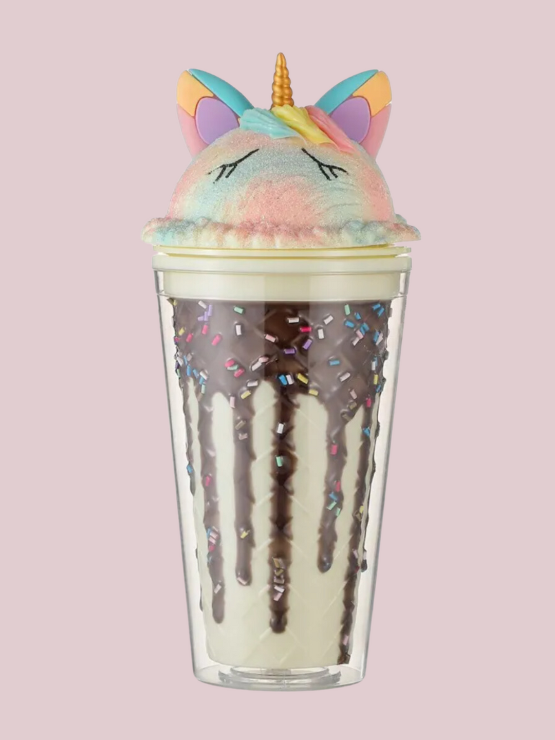 Girls Unicorn Ice Cream Tumbler with Straw - Double-Layer Cute Water Bottle for Kids