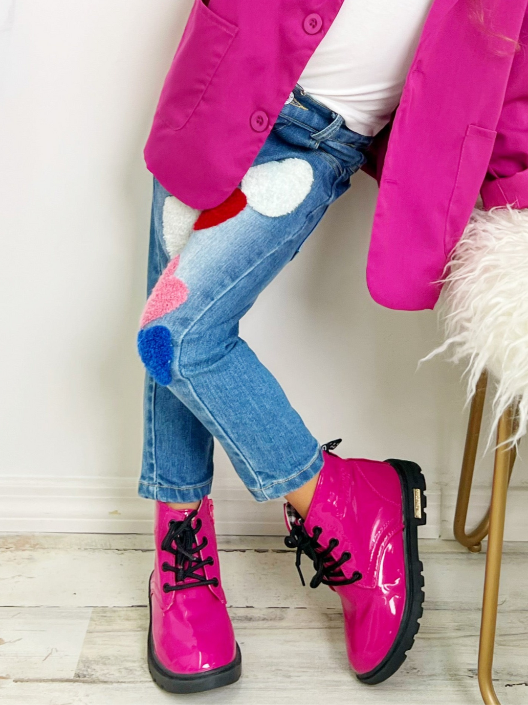 Mia Belle Girls Pink Patent Combat Boots | Shoes By Liv And Mia