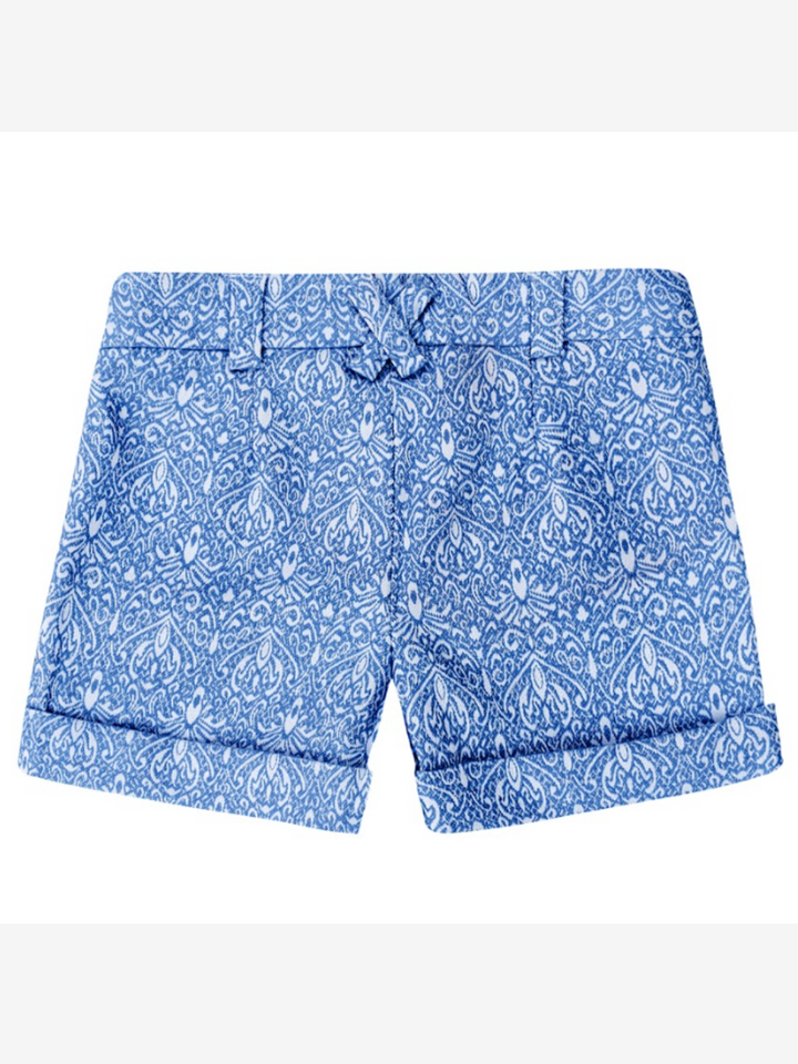 Kids Couture x Mia Belle Girls Blue Jacquard Button Fly Shorts Size 5/11