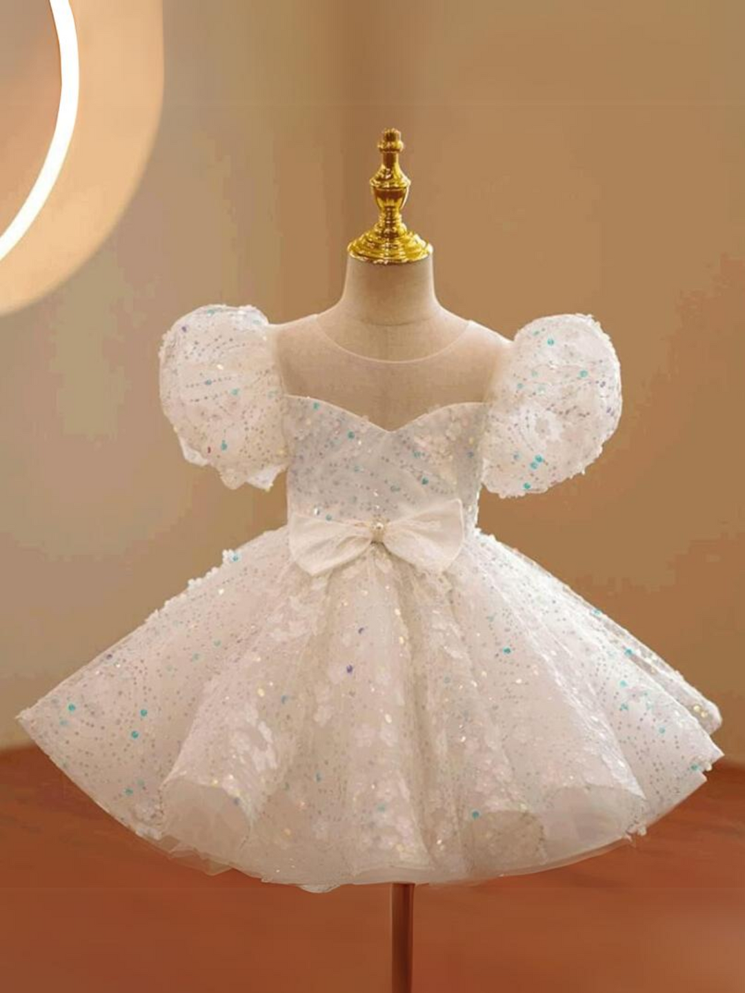 Mia Belle Girls Beaded Puff Sleeve Tutu Dress | Girls Communion Dresses