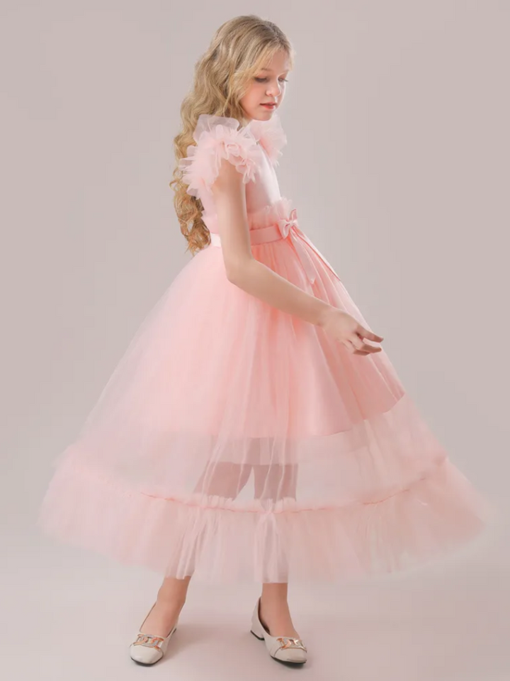 Mia Belle Girls Tulle Overlay Dress | Girls Spring Dresses