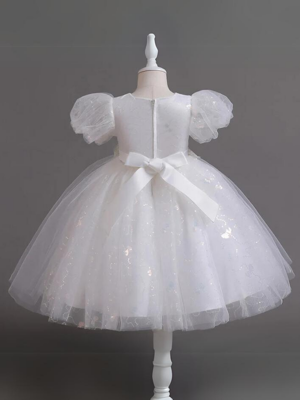 Mia Belle Girls Beaded Puff Sleeve Dress | Girls Communion Dresses