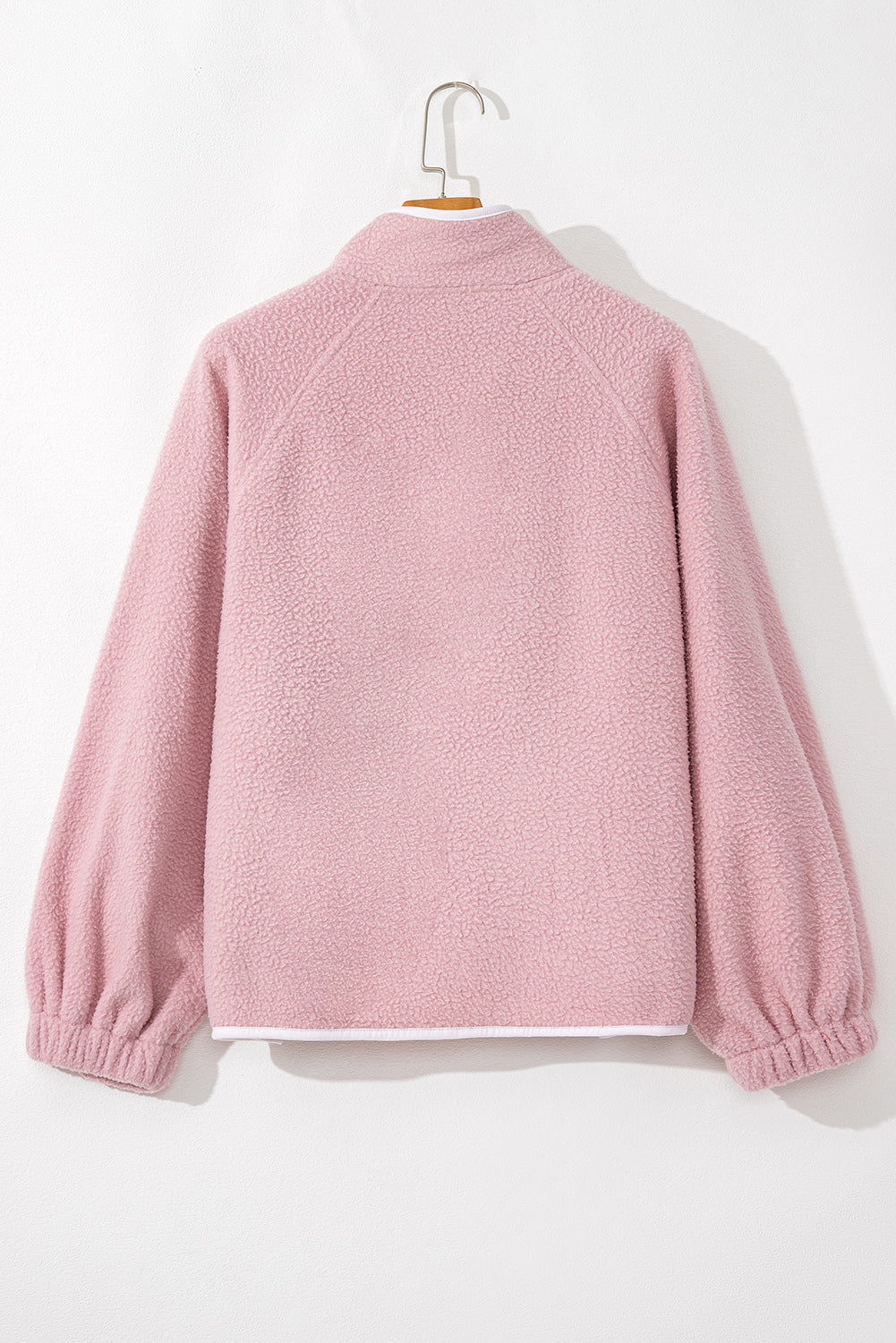 Womens Pink Half Button Plush Sweatshirt