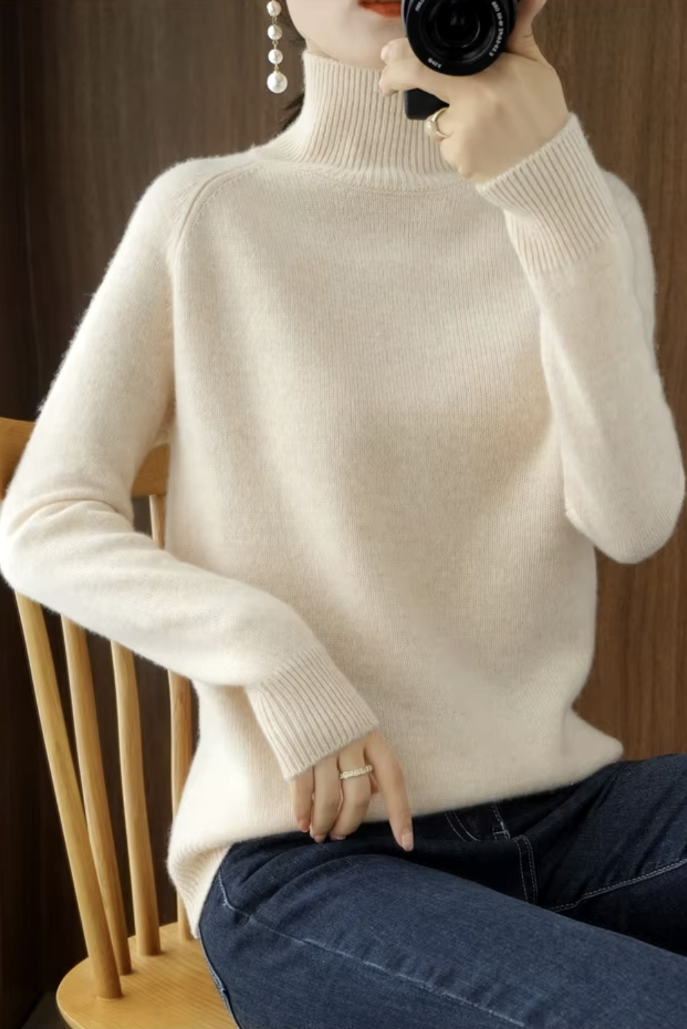 Womans Luxe Merino Wool Neck Sweater