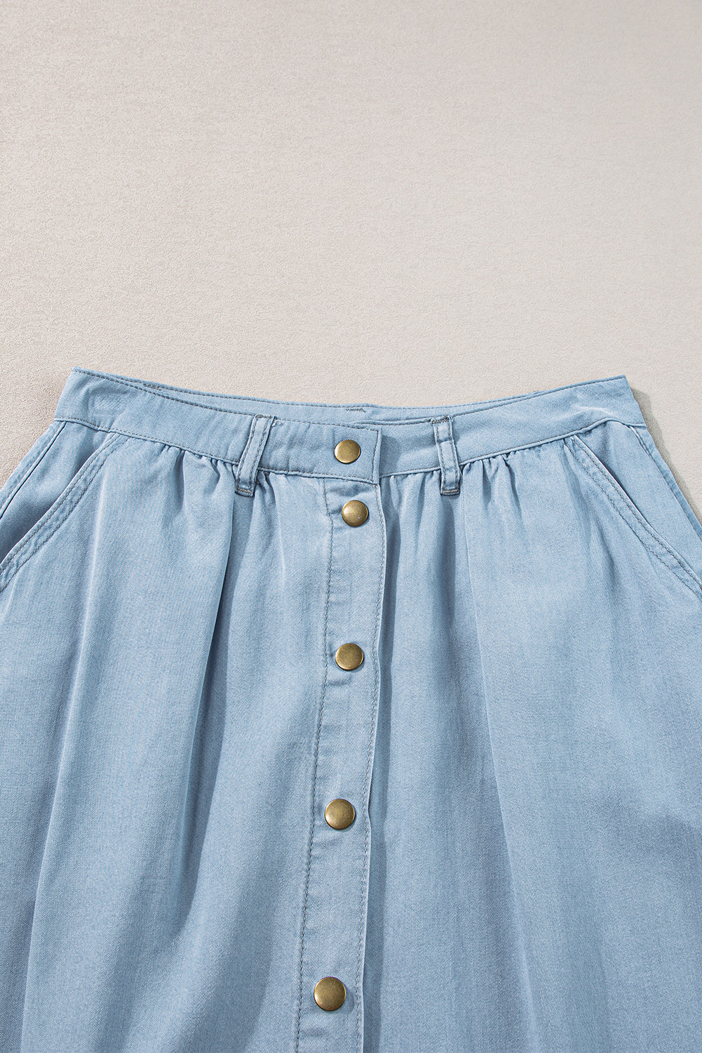 Womens  Fully Buttoned Long Denim Skirt