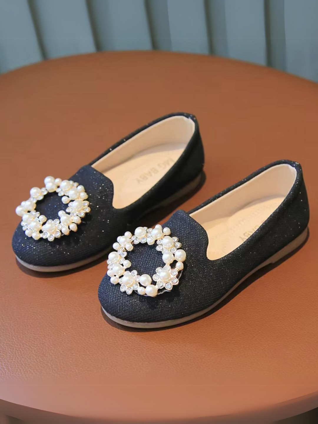 Chic Slip-On Flats with Pearl Detailing by Liv and Mia