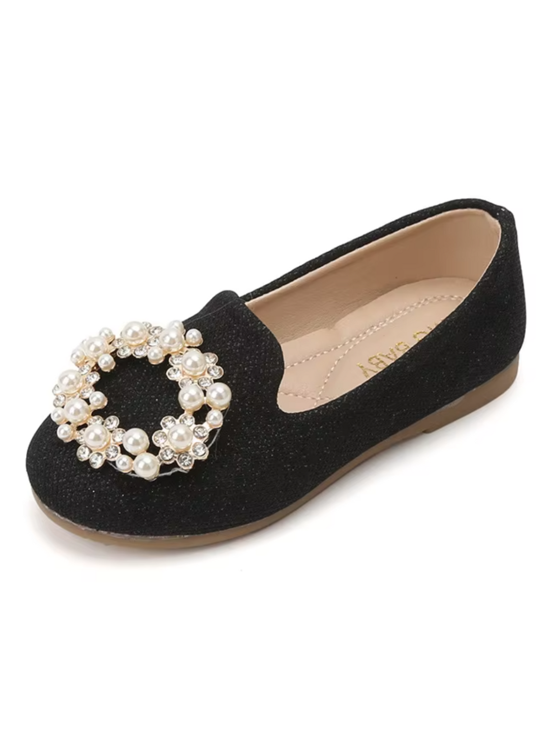 Chic Slip-On Flats with Pearl Detailing by Liv and Mia