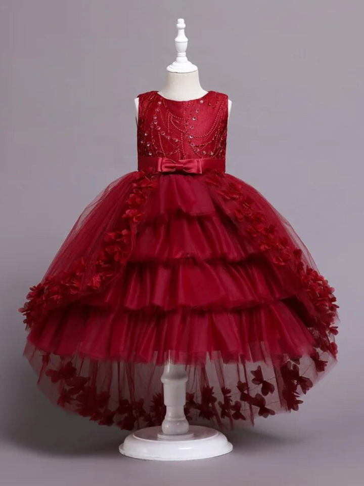 Mia Belle Girls Layered Tulle Dress | Girls Winter Formal Dress