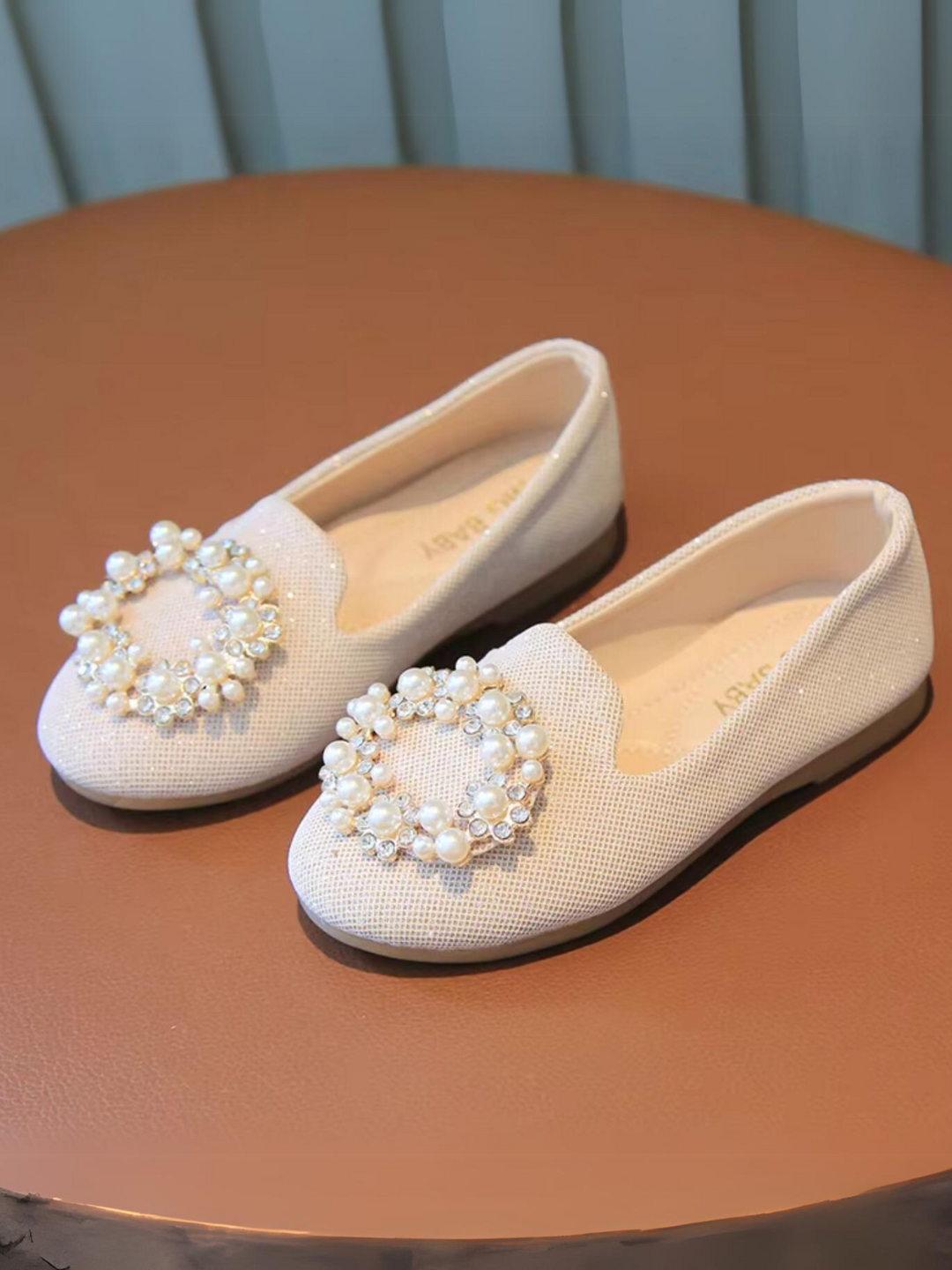 Chic Slip-On Flats with Pearl Detailing by Liv and Mia