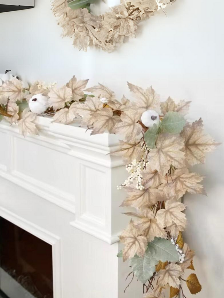 Fall Garland Maple Leaf Thanksgiving, Wedding, Fireplace, and Christmas Foliage Garland