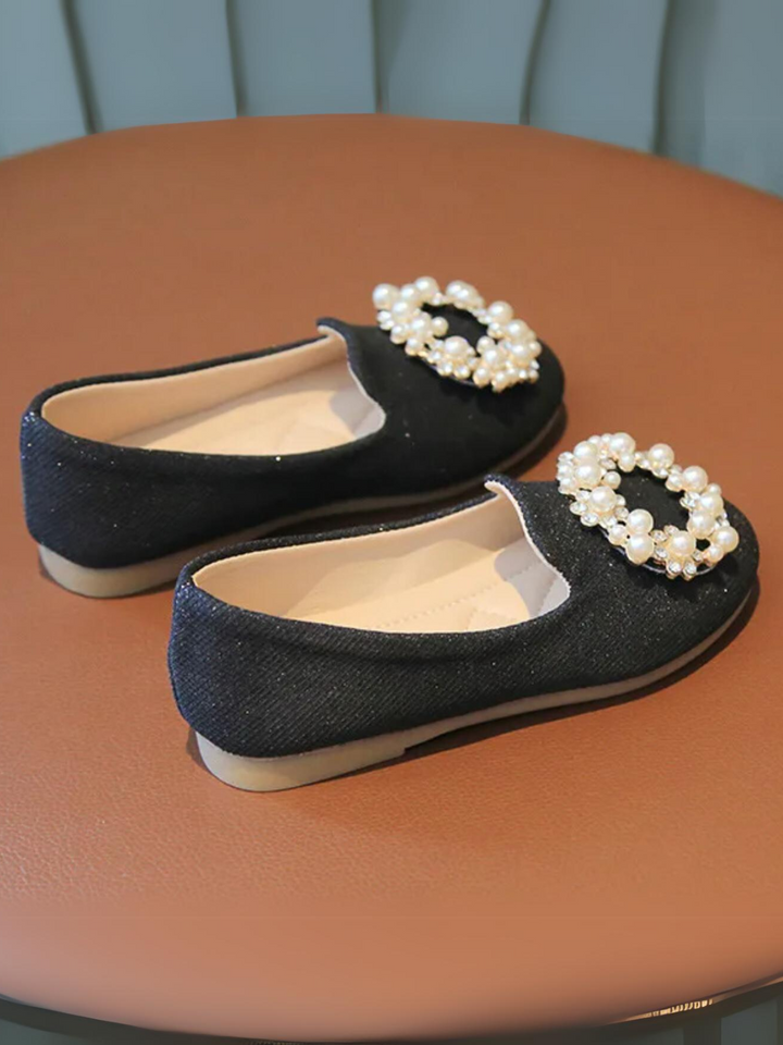 Chic Slip-On Flats with Pearl Detailing by Liv and Mia