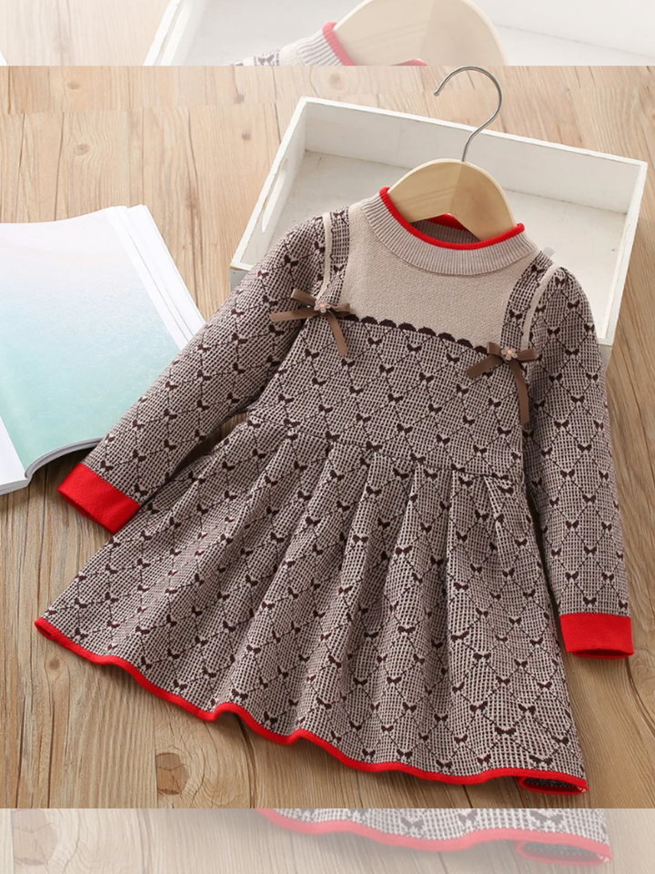 Sweet Charm Bow Detailed Knit Sweater Dress