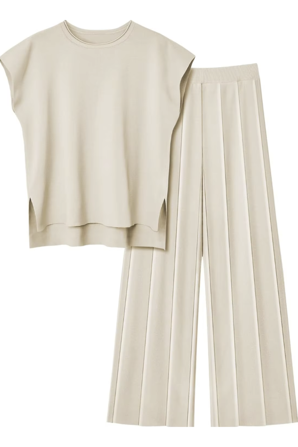 Womans Casual Chic  Sleeveless Top & Wide-Leg Pants Two-Piece Set