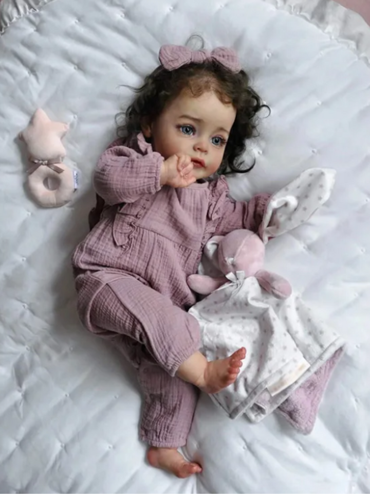 24" Enchanted Snuggles Lifelike Cute Baby Doll in Lavender Romper