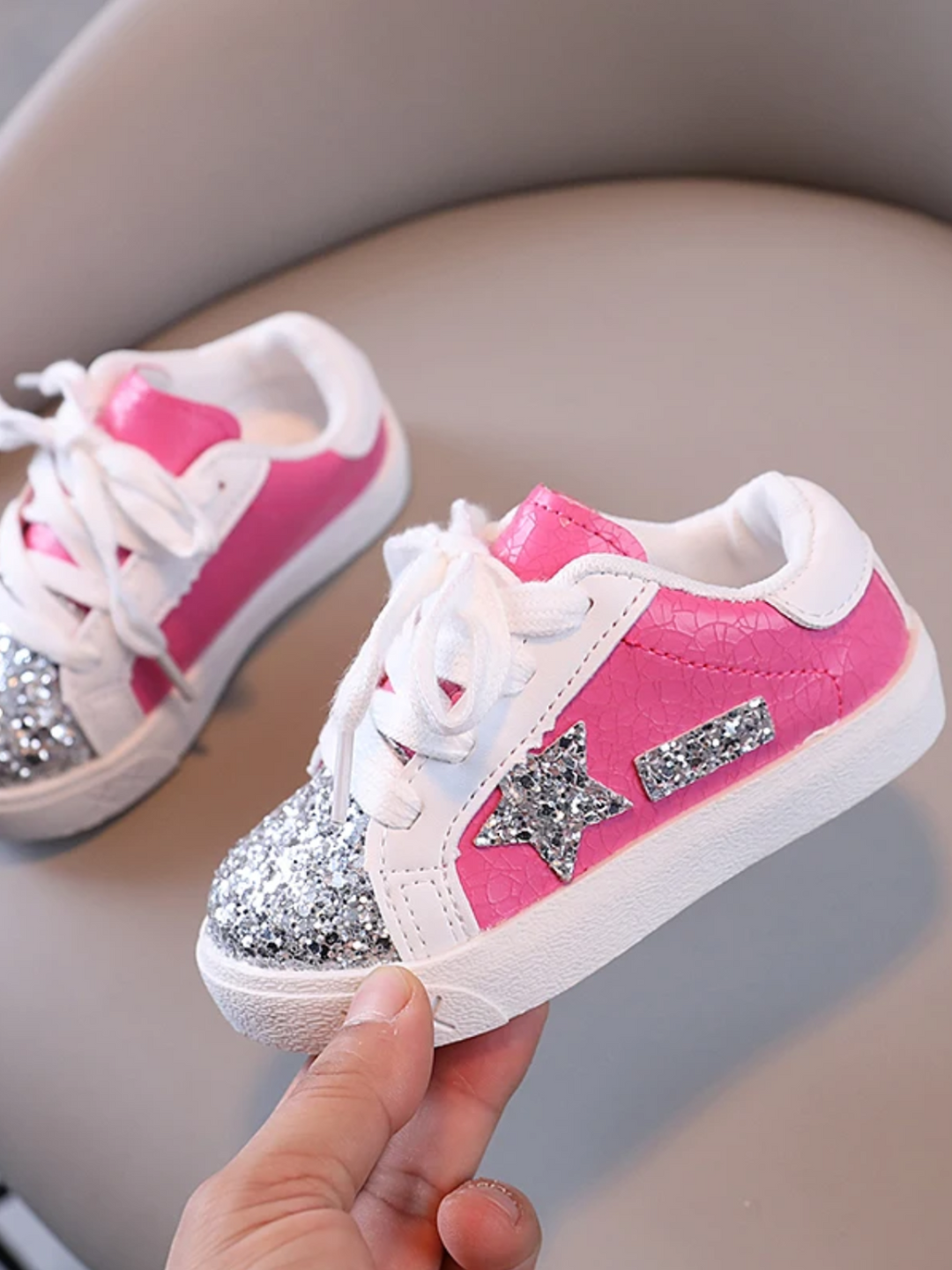 Girls Glitter Star Sneakers Sparkling Comfort and Style By Liv and M Mia Belle Girls