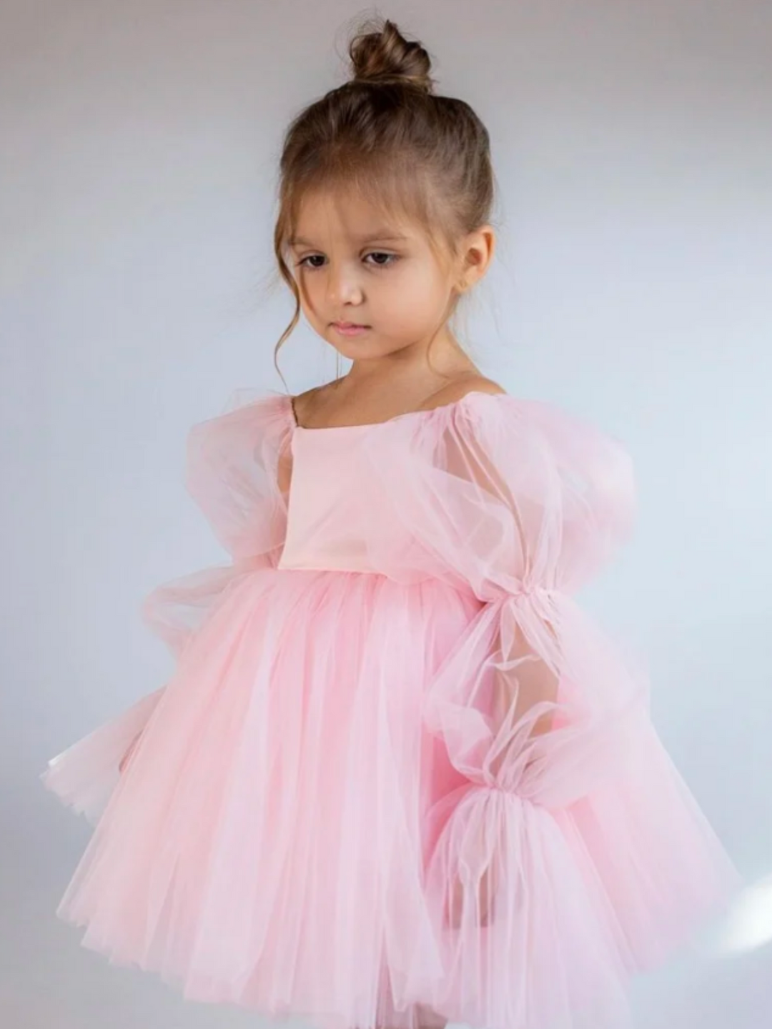 Mia Belle Girls Statement Sleeve Tulle Dress | Girls Spring Dresses