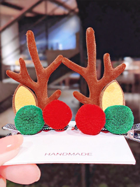 Girls Santa's Little Helper Reindeer Antler Clip Set