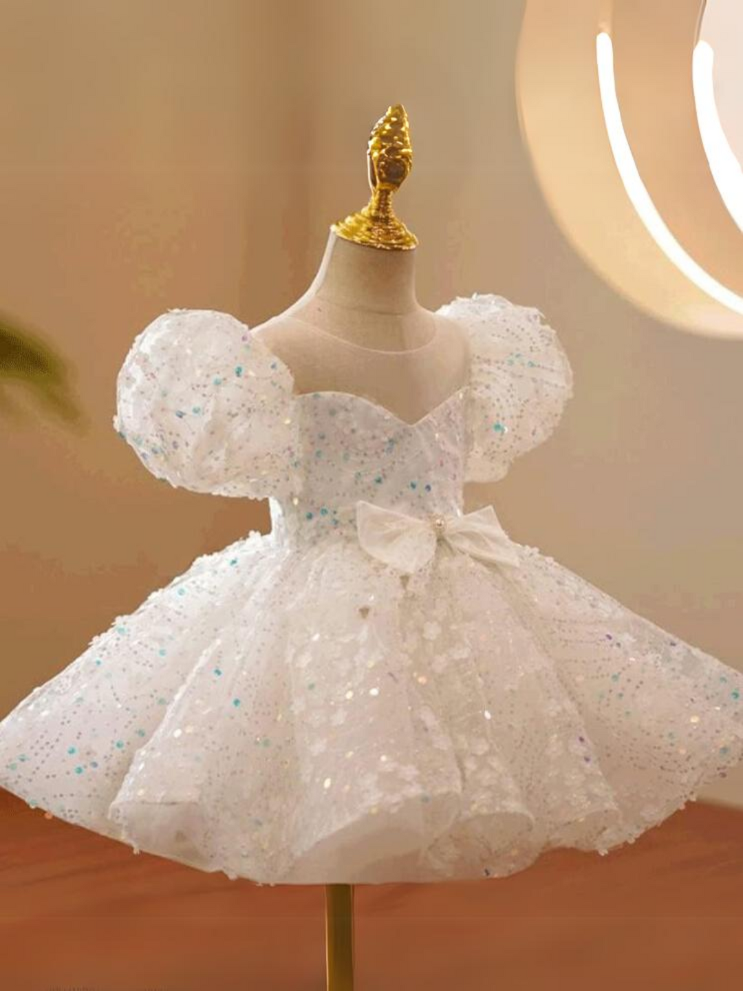 Mia Belle Girls Beaded Puff Sleeve Tutu Dress | Girls Communion Dresses