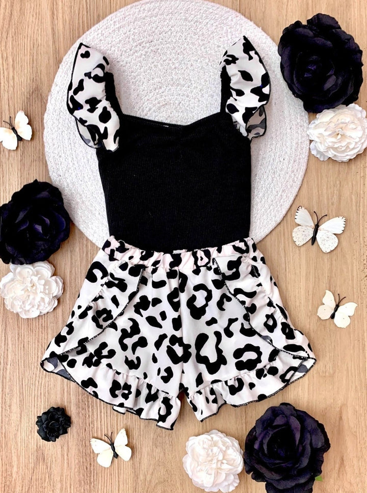 Mia Belle Girls Leopard Print Top and Short Set | Girls Spring Outfits