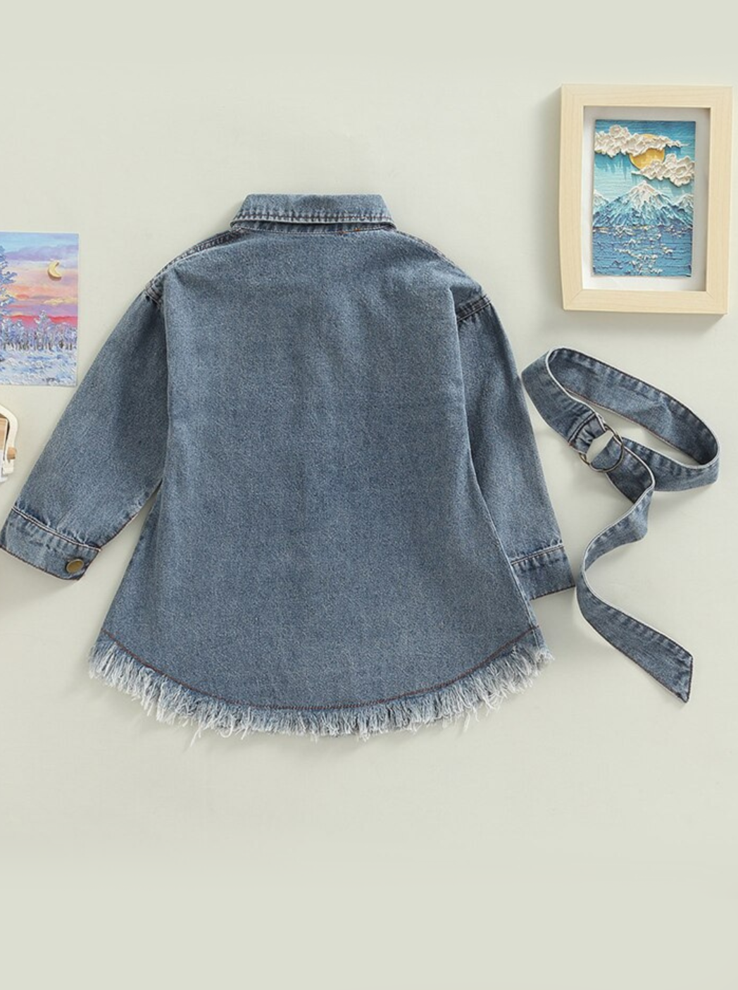 Toddler Clothing Sale |  Belted Frayed Denim Dress | Girls Boutique