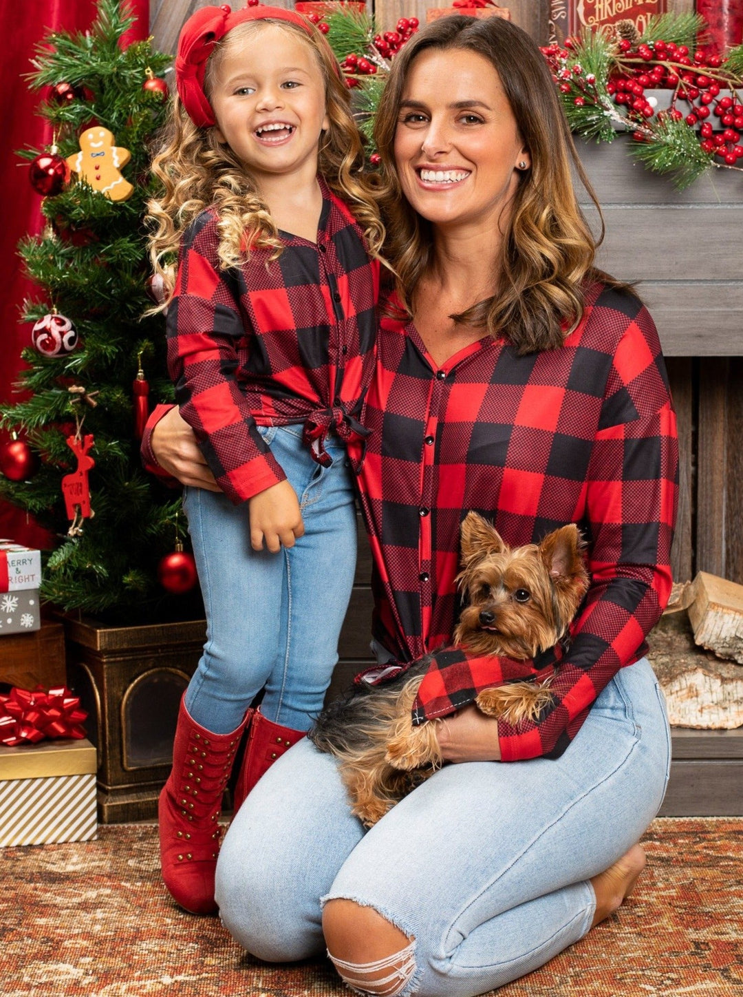 Mommy and Me Matching Tops | Plaid Knot Hem Tops |  Mia Belle Girls