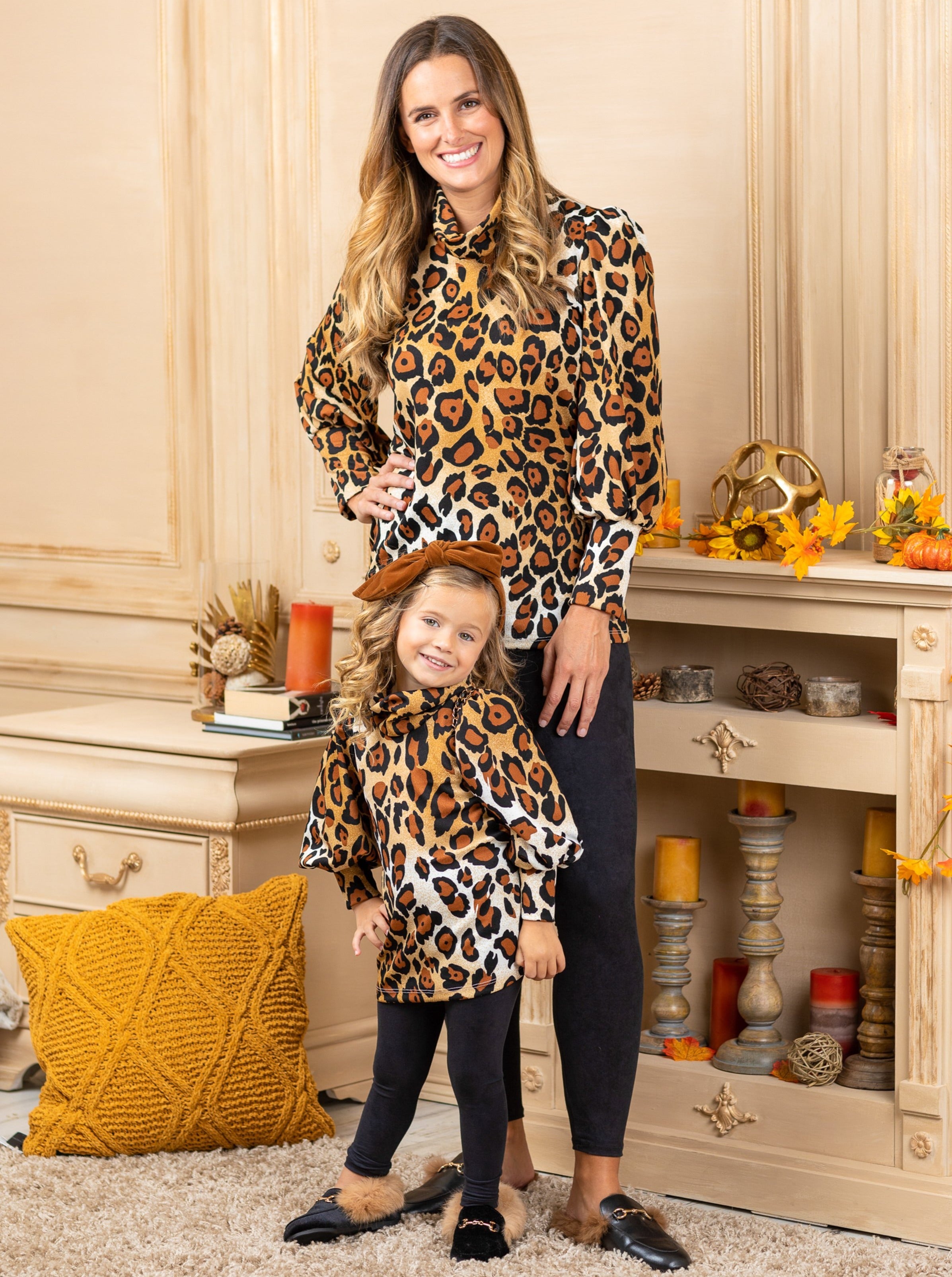 Mommy and Me Roaring Puff Sleeved Top and Legging Set Mia Belle Girls